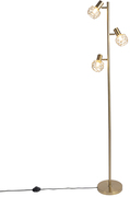 QAZQA Moderne vloerlamp goud 3-lichts - Mesh