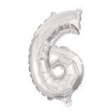 Procos 91200 Folieballon Cijfer 6 Zilver 85cm