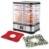 Nictemaw Voedseldroger met 8 etages, 400 W, premium roestvrijstalen dehydrator met timer en temperatuurregelaar, 35-70 °C, professioneel droogapparaat voor Beef Jerky, gedroogde vruchten en groenten