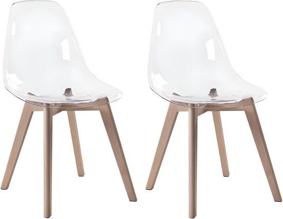 Vente-unique Set van 2 stoelen AUDRA - Transparant - Polycarbonaat en beuk - Vente-unique