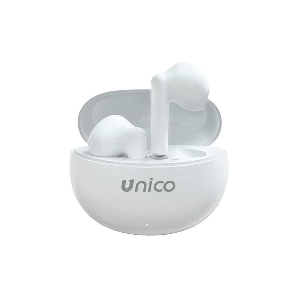 NONE UNICO EP2754 Lange Steel Semi-In-Ear TWS Bluetooth Oordopjes 300mAh met 0.3m A-C Kabel Helder Wit RoHS CE