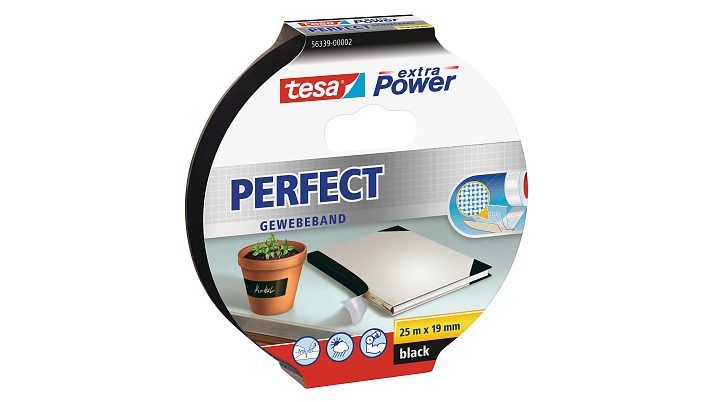 tesa 56339-02 - Kantoortape - Zwart - Stof/Weefsel