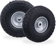 Merkloos 4x steekwagenwiel - 4.1/3.5-4 - rubber - bolderkarwiel zwart-grijs - antilekband