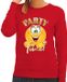 Bellatio Decorations Verkleed sweater dames - party time emoji - rood - themafeesten/carnaval XXL