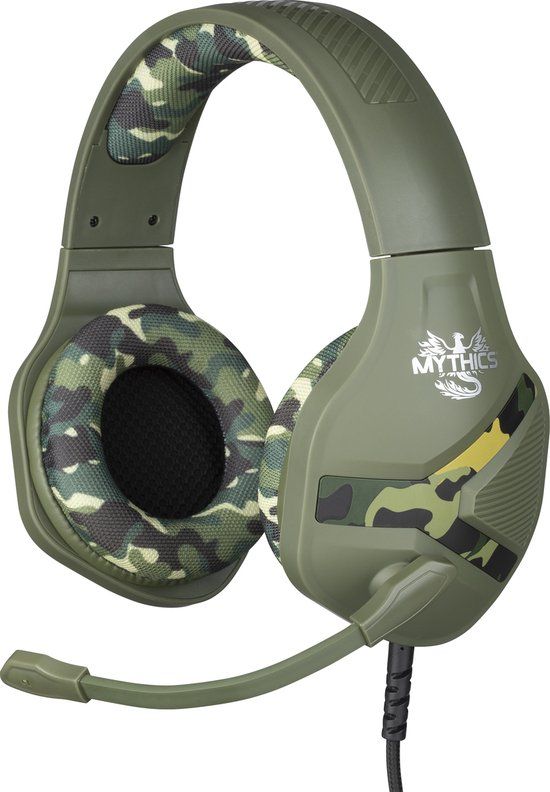 Konix Mythics - gaming headset Green Camo Nemesis - inklapbare microfoon - in-line afstandsbediening - superieur geluidskwaliteit (PS4/PS5)