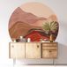 Autocollant Mural Rond / Cercle - Paysage Boho - Diamètre 30 cm - Adhésif + Protection Mate