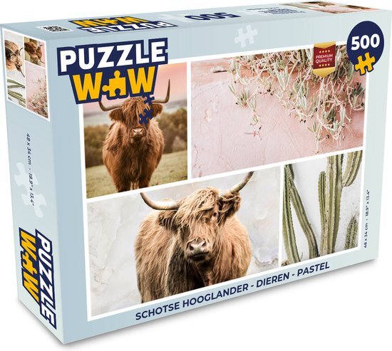 MuchoWow Puzzel Schotse hooglander - Dieren - Pastel - Legpuzzel - Puzzel 500 stukjes