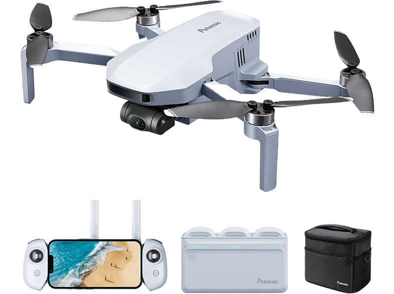 Potensic ATOM 4K GPS-drone met 3-assige gimbal, 96 min.lange vliegtijd, 6 KM FPV-transmissie, visueel volgen/QuickShots/RTH, minder dan 249 g, windkracht 5, 12 MP foto's camera drone voor beginners