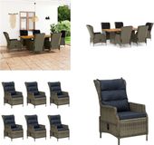 vidaXL 7-delige Tuinset Poly Rattan Bruin