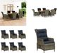 vidaXL 7-delige Tuinset Poly Rattan Bruin