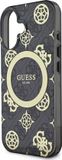 GUESS Backcover Geschikt voor Apple iPhone 16 met pioenroosmotief 4G MagSafe, Zwart