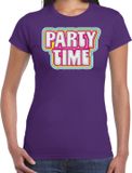 Bellatio Decorations Verkleed shirt dames - party time - paars - foute party - carnaval/themafeest XL