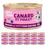Edgard & Cooper Stukjes van saus voor gesteriliseerde kittens, (eend en kip 18 x 85 g), nat voer zonder granen, eiwitrijke pasta, zonder suiker