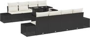 vidaXL Tuinbank Set 9-delig Zwart en Crème Polyrattan