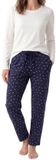 Schiesser Dames pyjama Mix & Relax donkerblauw / crème