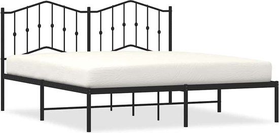 vidaXL Bedframe met hoofdbord metaal zwart 183x213 cm