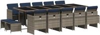 vidaXL 15-delige tuinset met kussens, grijs polyrotan