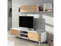 Dmora Meuble haut Buffalo 180x41h51 cm Blanc Chêne Panneau effet bois