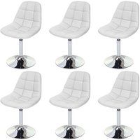 Générique HWC Set van 6 eetkamerstoelen HWC-A60, draaistoel, chroom ~ kunstleer wit