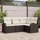 Maison Exclusive - Set van 4 kussens met kussenhoezen, bruin en wit, van gevlochten polyraan