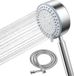Unyqoos® Douchekop met slang 2 m, hogedruk handdouche van 304 roestvrij staal met 4 straalsoorten, argent, rond