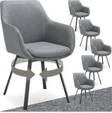 tectake® Draaibare eetkamerstoel Alicon - Set van 6 - Antraciet