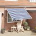 Maison Exclusive - Parasol rétractable, à manivelle, 300 cm, rayé bleu/blanc