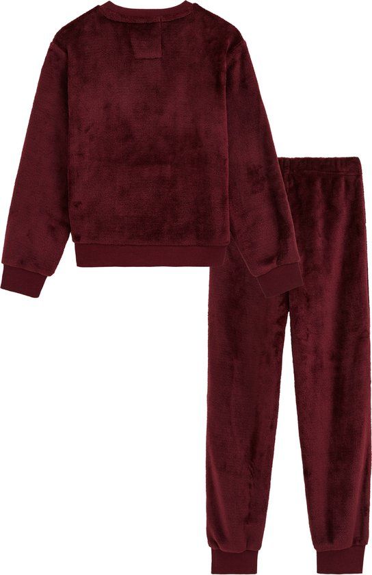 WE Fashion Meisjes fleece pyjama Burgundy red 122/128