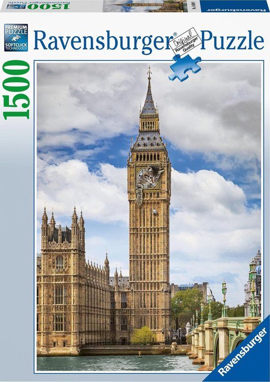 Ravensburger Grappige kat op de Big Ben Puzzel - 16009 - 14+ jaar