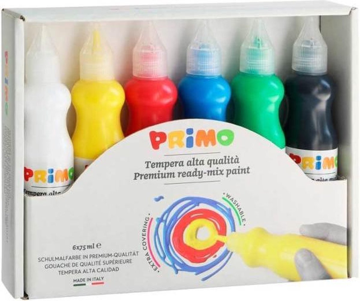 PRIMO Plakkaatverfset Tempera Junior 6 X 75 Ml