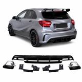 BinaParts Achterdiffuser Geschikt voor Mercedes A-Klasse W176 AMG Line (2012-2019) Hoogglans Zwart inclusief Uitlaatsierstukken