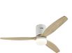 Corberó CVTGHC4 Plafondventilator met ledlicht, 132 cm, stil, 6 snelheden, Scandinavisch design, timer, afstandsbediening, zomermodus, winter, vleugels van licht hout