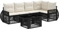 vidaXL Tuinbank Set Zwart en Crème Wit Polyrattan