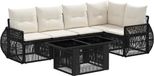 vidaXL Tuinbank Set Zwart en Crème Wit Polyrattan