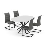 Vicco Eettafel set Loyd Wit/Zwart 120 x 120 cm met 4 eetkamerstoelen, grijs
