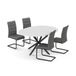 Vicco Eettafel set Loyd Wit/Zwart 120 x 120 cm met 4 eetkamerstoelen, grijs