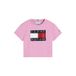 Tommy Hilfiger T-shirt - roze Meisjes Stretchkatoen Ronde hals Logo - maat 176