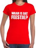Bellatio Decorations Shoppartners Bv Waar is dat feestje dames shirt rood - Dames feest t-shirts XS