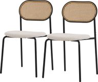 ML-Design Eetkamerstoel set van 2 beige rotan rugleuning tot 120 kg
