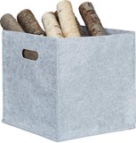 Relaxdays Houtmand Vierkant - Vilt - Grijs - 30x30x30cm - 23L