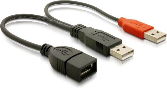Delock USB 2.0 Y Kabel - Voeding en Data - 0.2 meter - Zwart