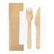 100 Makan 100 stuks - set met vorken, messen, servet van kraftpapier 'Makan' 16 cm natuurlijk hout