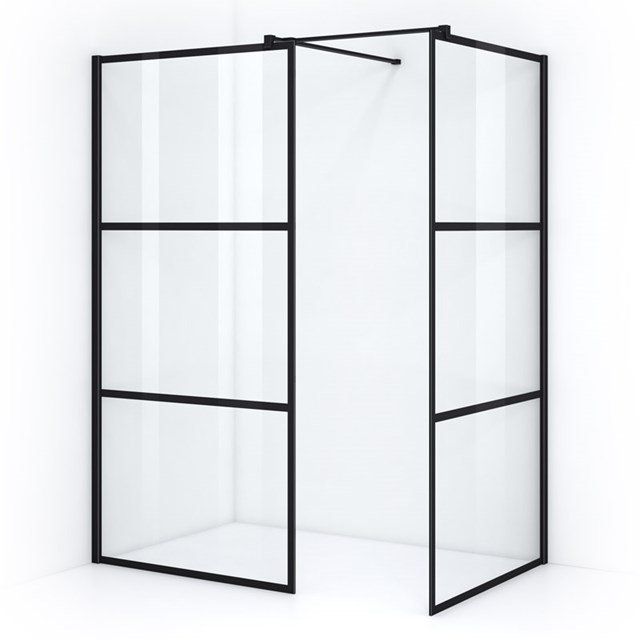 Maxaro Inloopdouche Diamond 100x100 cm Helder Veiligheidsglas Mat Zwart