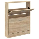 VidaXL Schoenenkast Eiken 59x17x81 cm Bewerkt Hout