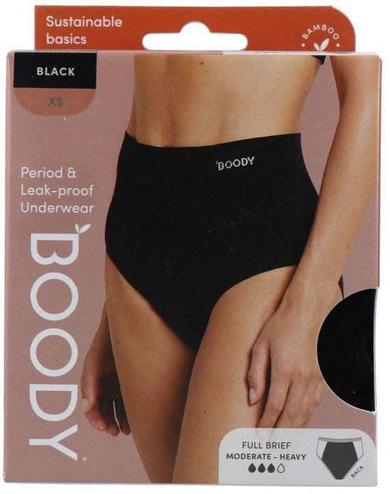 Boody Menstruatieondergoed Tailleslip Zwart Normaal/Hevig Maat XS
