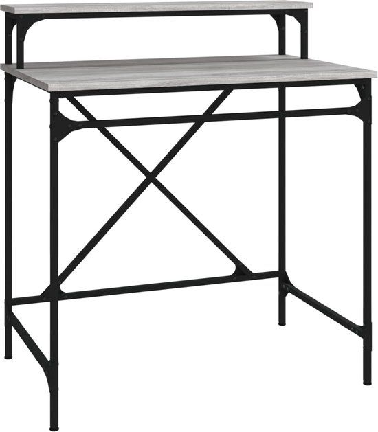 vidaXL Bureau 80x50x90 cm Bewerkt Hout en IJzer Grijs Sonoma Eiken