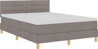 vidaXL LED Boxspring Bed met Hoofdeinde Taupe 140 x 190 cm Stof