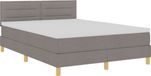 vidaXL LED Boxspring Bed met Hoofdeinde Taupe 140 x 190 cm Stof