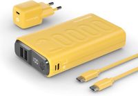 RealPower PB-20000 PD+ Powerpack - compacte 20.000 mAh powerbank - 1 x USB-C PD fast charge 2 x USB-A - nano USB-C PD 20W wandlader - USB-C naar USB-C kabel - Geel