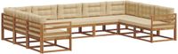 vidaXL Acacia Hout Hoek Loungeset Natuurlijk en Beige 2-zits